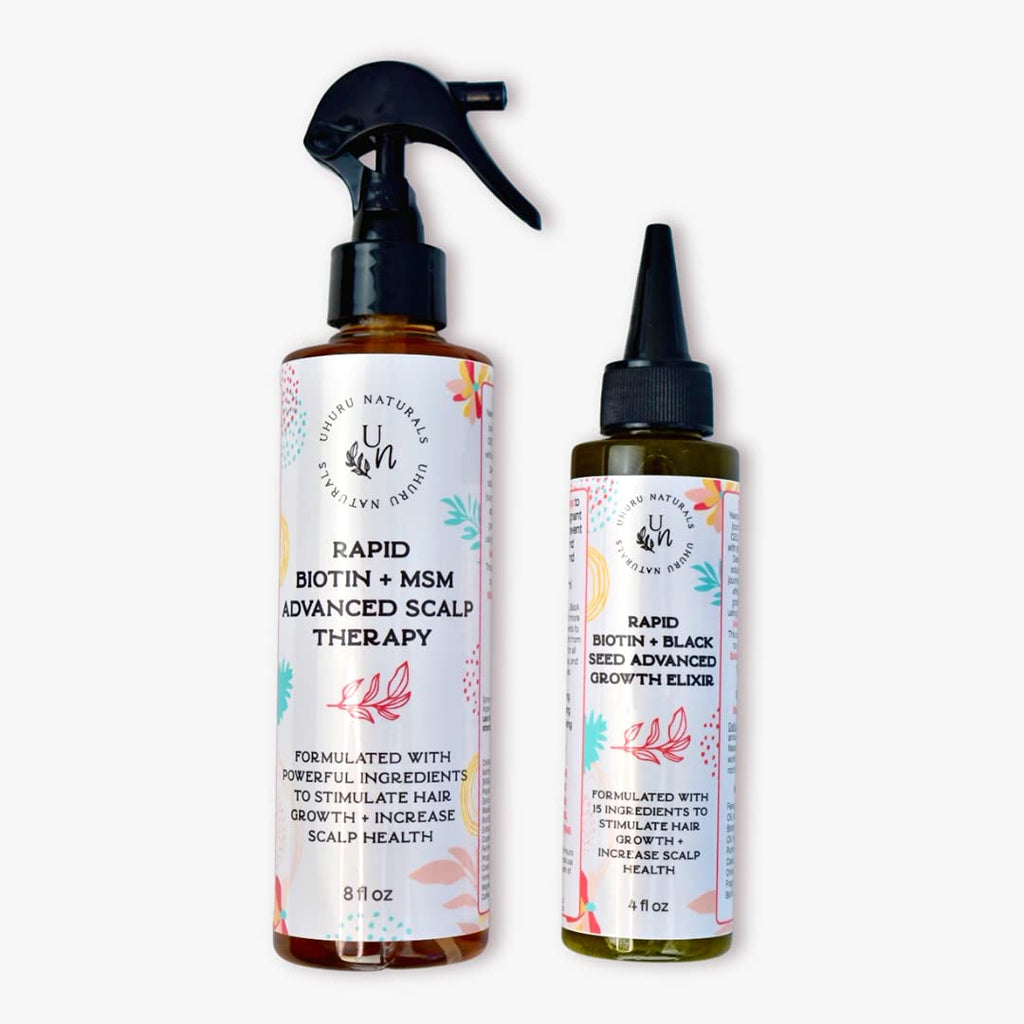 Uhuru Naturals Spray Capilar con Biotina y MSM – Tratamiento Fortalecedor para el Cuero Cabelludo 237 ml