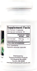 Supreme Nutrition Uva Ursi, 60 Cápsulas Vegetales de Gayuba Pura