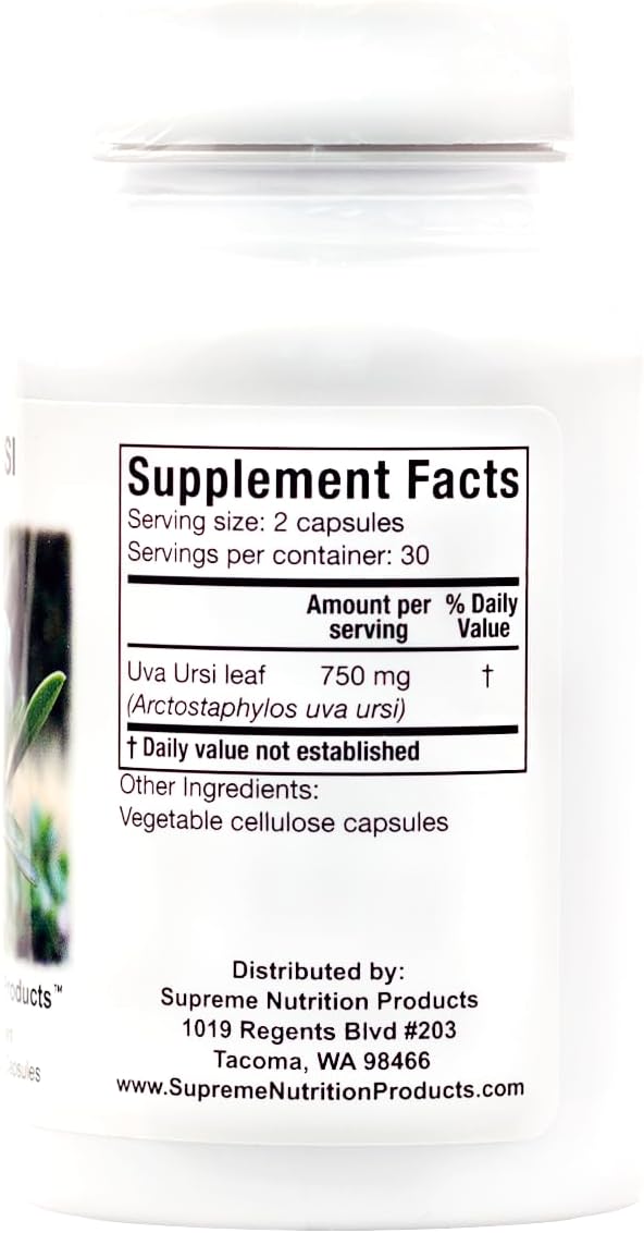 Supreme Nutrition Uva Ursi, 60 Cápsulas Vegetales de Gayuba Pura