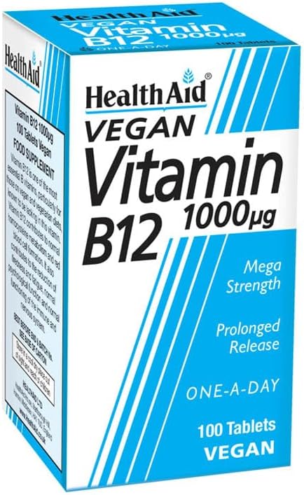 HealthAid Vitamina B12 (Cianocobalamina) 1000 µg - Liberación Prolongada - 100 Comprimidos