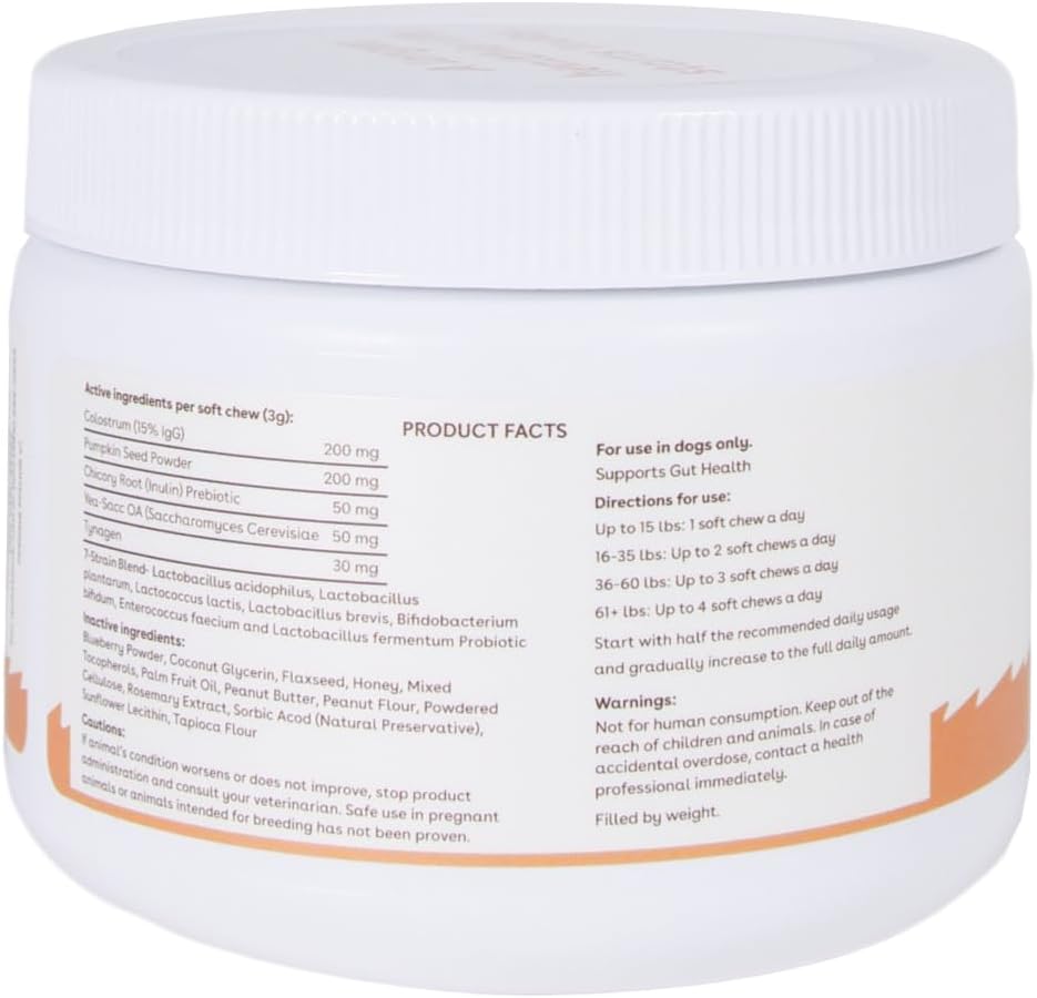 Pupford Suplemento de Salud Intestinal e Inmunidad para Cachorros y Perros Adultos, Sabor Mantequilla de Cacahuete y Jalea, 180g