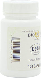 Bio-Tech Pharmacal D3-50 50.000 UI, 100 Cápsulas - Vitamina D3 (Colecalciferol)