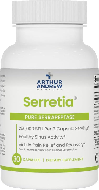 Arthur Andrew Medical Serretia - Serrapeptasa para Apoyo Muscular y Sinusal, 180 Cápsulas – Image 10