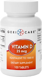 GeriCare Vitamina D 25 mcg (1000 UI) - 100 Comprimidos para Huesos e Inmunidad