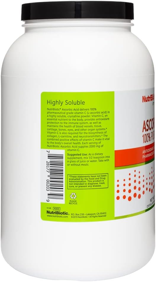 NutriBiotic Ácido Ascórbico Vitamina C en Polvo, 5 Lb