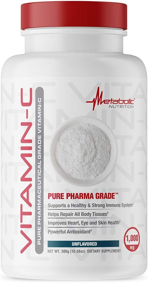 Metabolic Nutrition Vitamina C, 1000 mg, Ácido Ascórbico Puro, 300 g