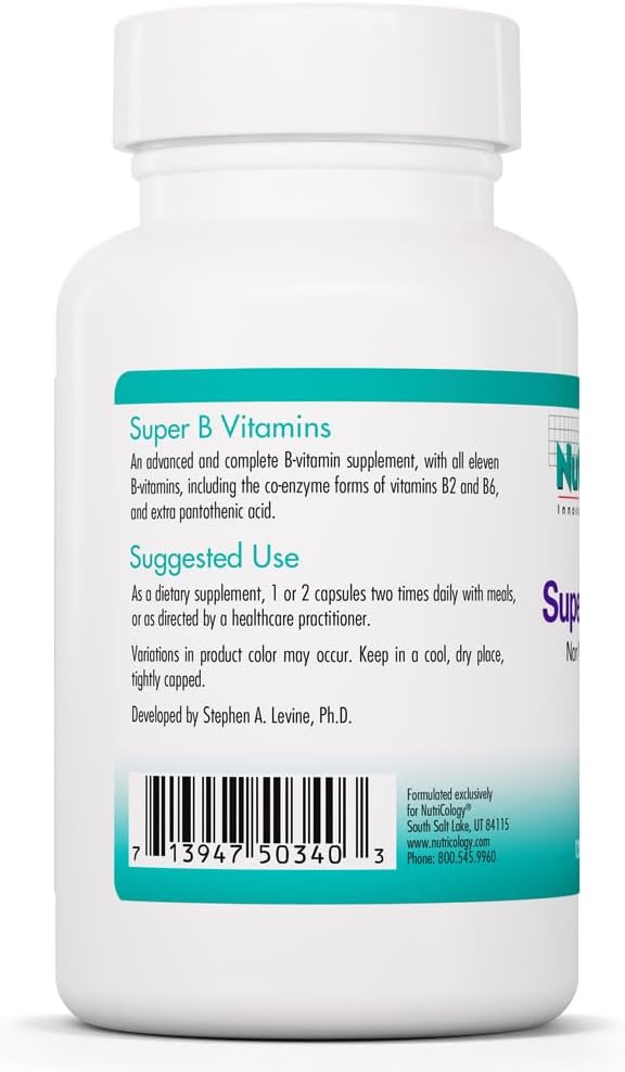 Super B Vitamins - Complejo B Completo para Energía y Metabolismo - 120 Cápsulas - Allergy Research Group