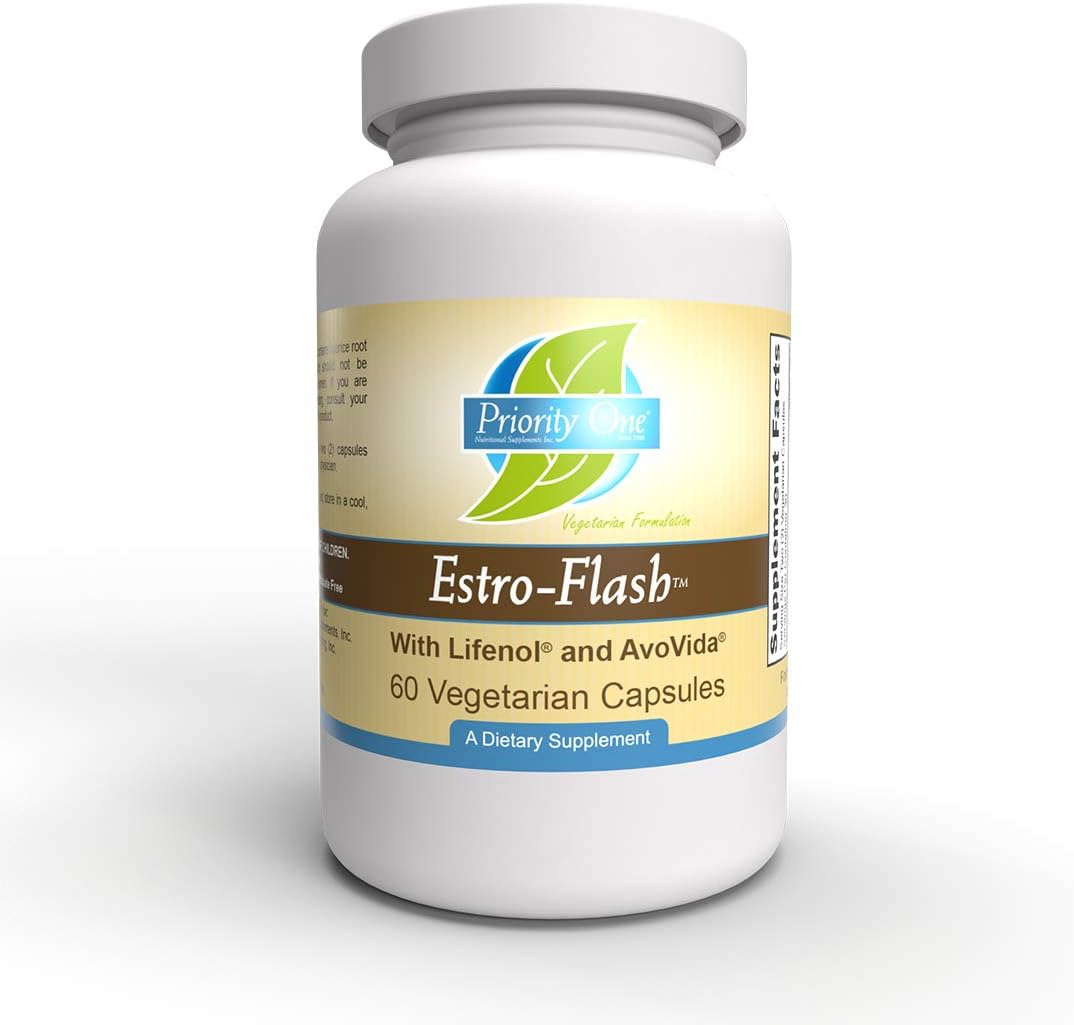 Priority One Vitamins Estro Flash 60 Cápsulas Vegetarianas - Diseñado para Apoyar un Sistema Endocrino Femenino Saludable en Mujeres Maduras