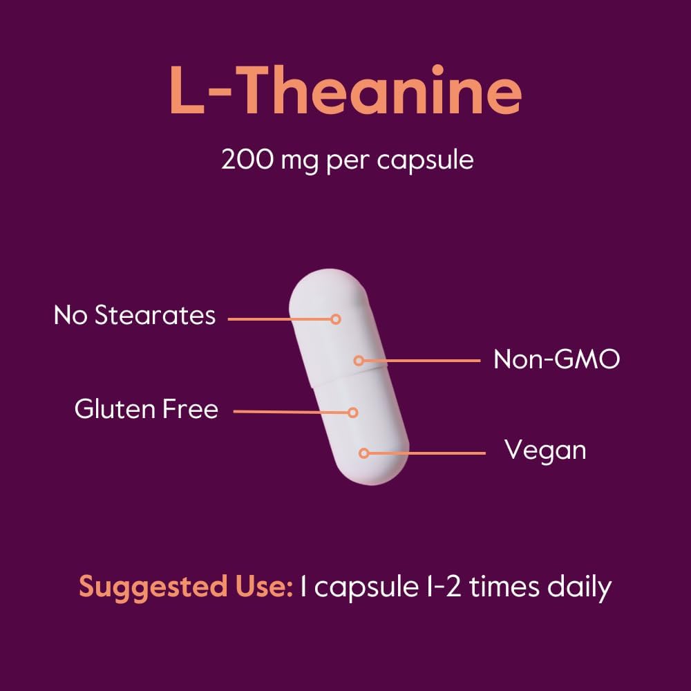 BESTVITE L-Teanina 200mg (120 Cápsulas Vegetarianas) - Sin Estearatos - Vegano - No OGM - Sin Gluten