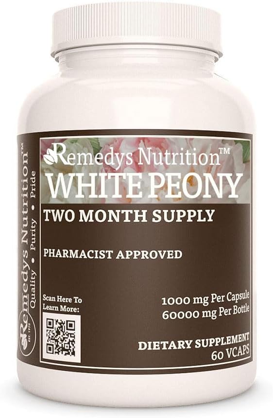 White Peony | 1,000 mg, 60 Cápsulas Veganas Suplemento Herbal | Remedy’s Nutrition