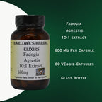 Barlowe's Herbal Elixirs Fadogia Agrestis Extract, 600mg, 60 VegiCaps, Stearate Free, Glass Bottle