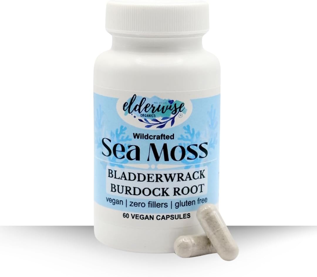 Elderwise Sea Moss Cápsulas - Alga Marina con Bardana y Fucus - 60 Cápsulas Veganas