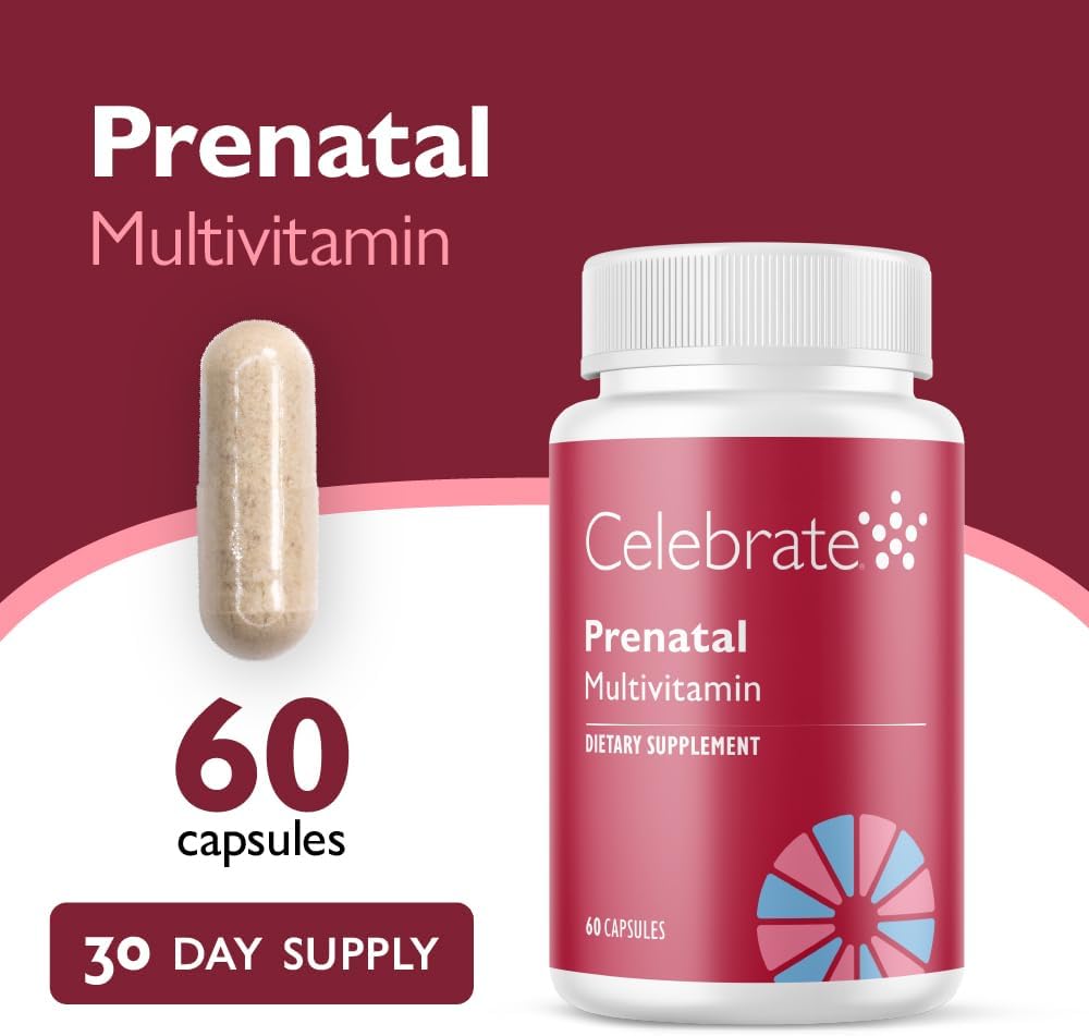 Celebrate Vitamins Multivitamínico Prenatal Bariátrico con Folato, Hierro, Yodo y Colina - 60 Cápsulas