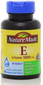 Nature Made Vitamina E 1000 IU (dl-Alfa) Softgels 60 Cápsulas