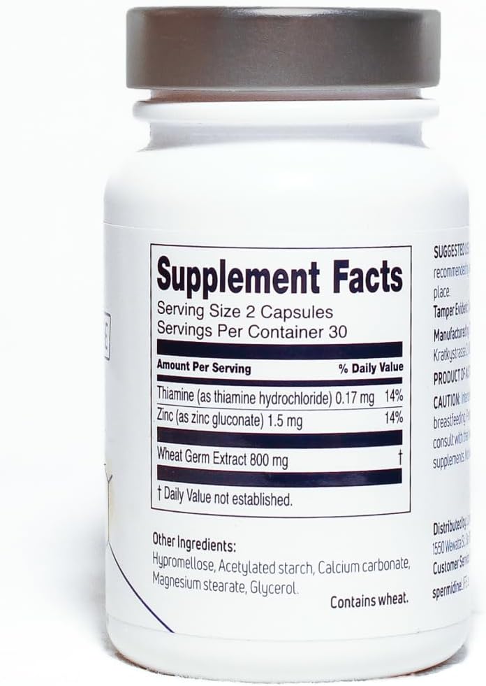 spermidineLIFE Natural Suplemento de Espermidina y Zinc - 60 Cápsulas Veganas
