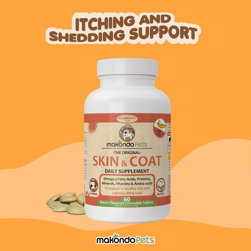 Skin and Coat Supplement with Fish Oil and Omega 3, 60 Tabs - Para perros y gatos