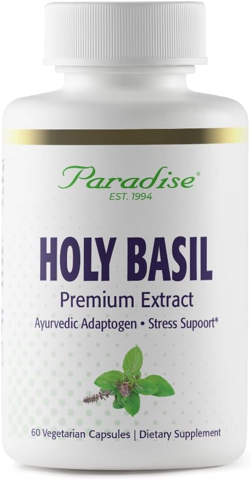 Paradise Herbs Suplemento de albahaca sagrada orgánica - 60 cápsulas vegetales