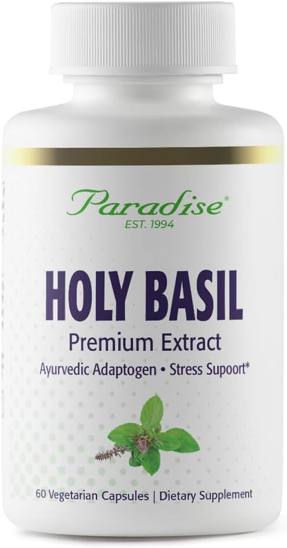 Paradise Herbs Organic Holy Basil Supplement - 60 Cápsulas Vegetales – Image 1