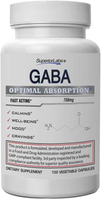 Suplemento GABA 750mg de Superior Labs - Ácido Gamma-Aminobutírico Puro