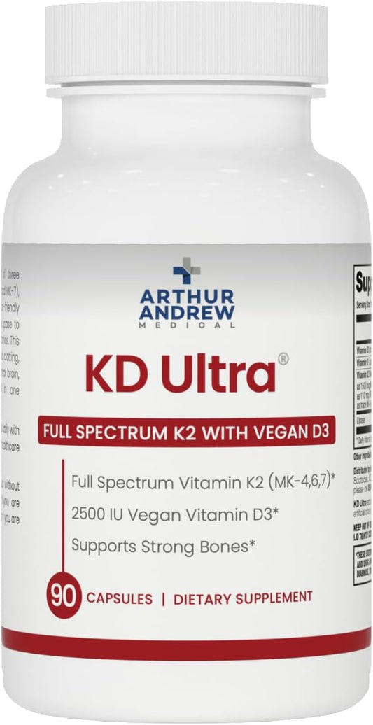 Arthur Andrew Medical KD Ultra Vitamina D3 y K2, 90 Cápsulas