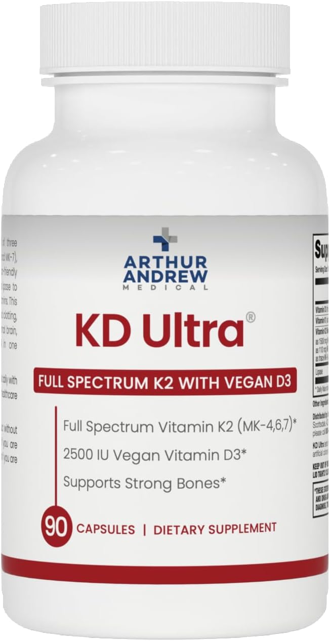 Arthur Andrew Medical KD Ultra: Vitamina D3, K y Lipasa, 30 Cápsulas