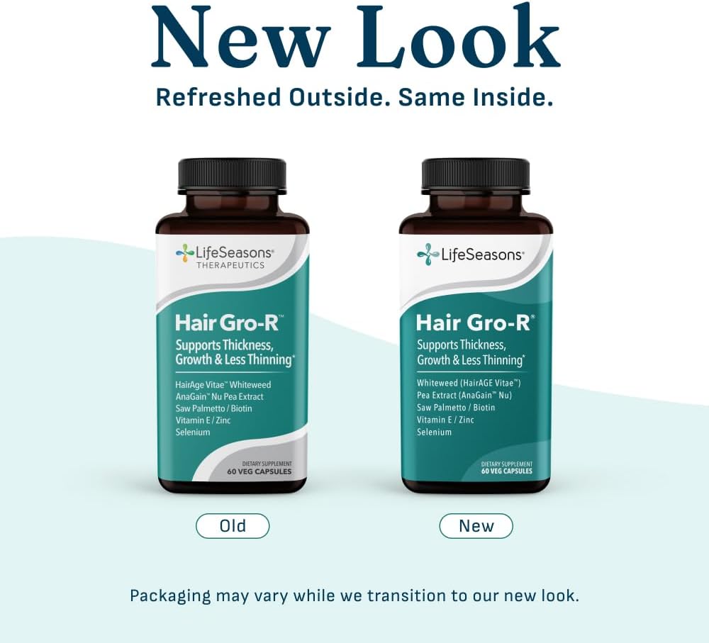 LifeSeasons Hair Gro-R - Suplemento capilar con biotina, zinc, selenio y extracto de guisante AnaGain - 60 cápsulas