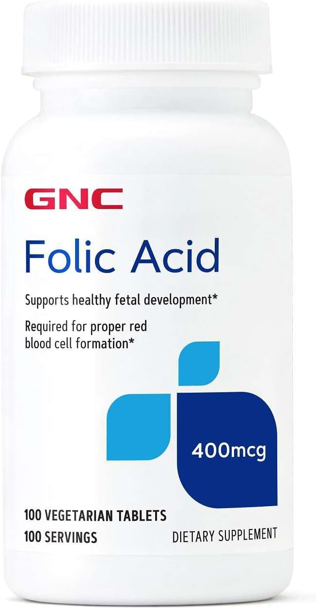 GNC Ácido Fólico 400mcg | 100 Tabletas Vegetarianas
