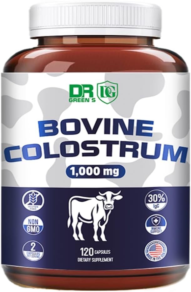 VITAMISAN Calostro Bovino, 120 Cápsulas, 1000mg por Ración, 30% IgG Inmunoglobulinas, Polvo de Calostro Bovino No OGM, Sin Gluten