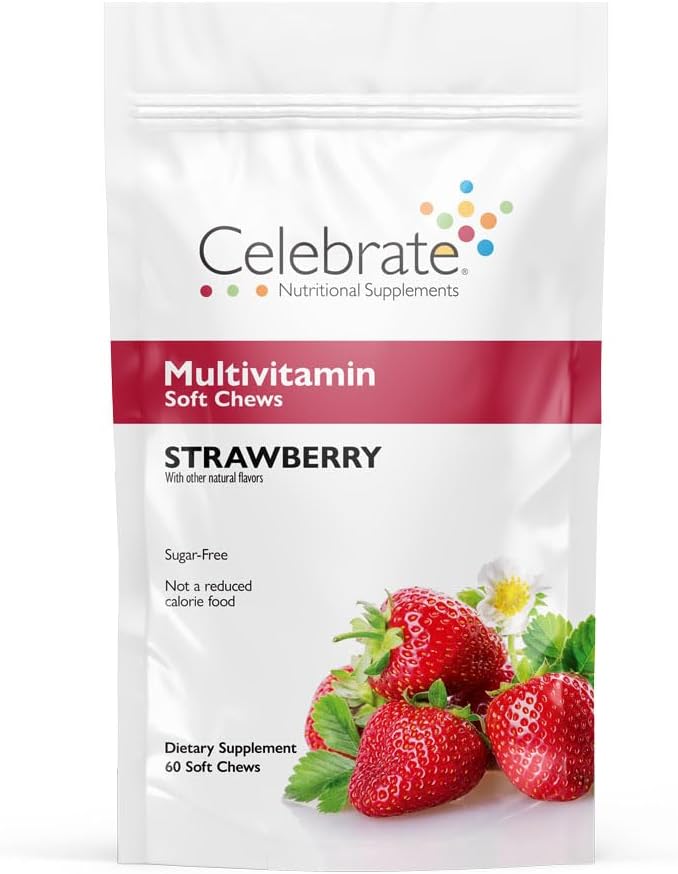 Celebrate Vitamins Multivitamínico Bariátrico en Pastillas Blandas - Vitaminas y Minerales Esenciales - Sin Azúcar, Sin Gluten - Suplemento para Bypass Gástrico y Manga Gástrica - Sabor a Bayas (60 unidades)