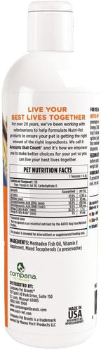 Nutri-Vet Aceite de Pescado para Perros, Suplemento de Omega 3 para Piel y Pelaje, 473 ml