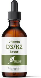 Vitamina D3 y K2 Gotas - Suplemento Líquido de D3 y K2, 30 ml