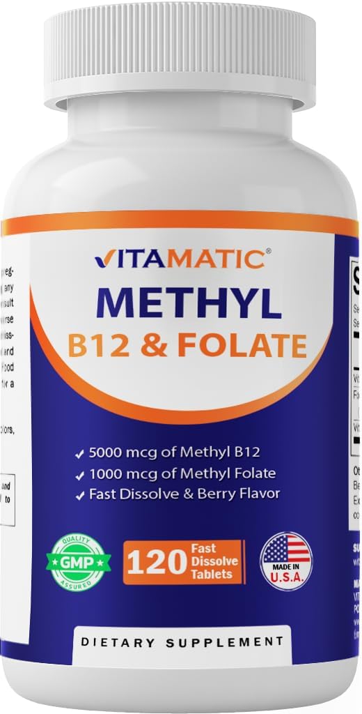 Vitamatic Metil Folato y B12 con P-5-P - 120 comprimidos de disolución rápida