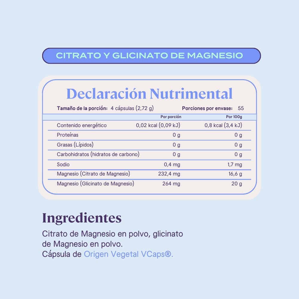 B-FIT B Magnesio Glicinato y Citrato - Apoya el Sueño y la Recuperación Muscular - Vegano - 496 mg - 220 Cápsulas - 2 Meses de Suministro