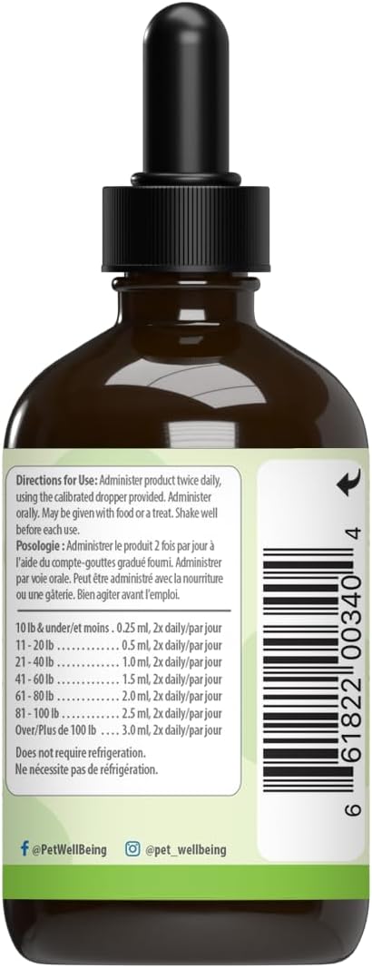 Pet Wellbeing Adrenal Harmony Gold for Dogs - Liquid Supplement for Adrenal Function - 118 ml