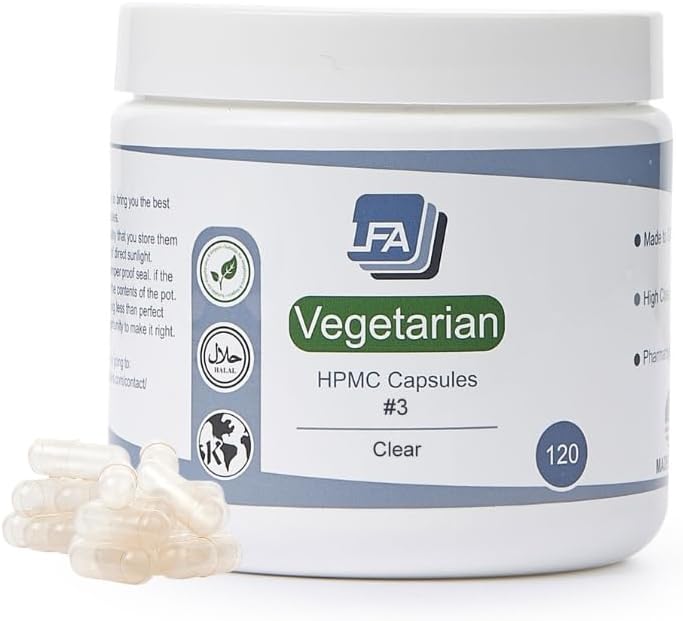 Cápsulas Vacías Tamaño 3 - HPMC Veganas - Bote de 500 - LFA Tablet Presses