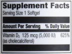 Vitamina D3 5000 IU (125 mcg) - 180 Cápsulas Blandas