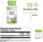 SOLARAY Fo-Ti 610 mg | Apoyo hepático, renal, hormonal y longevidad | Piel, cabello y uñas | Vegano | 100 Cápsulas Vegetales