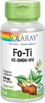 SOLARAY Fo-Ti 610 mg | Apoyo hepático, renal, hormonal y longevidad | Piel, cabello y uñas | Vegano | 100 Cápsulas Vegetales