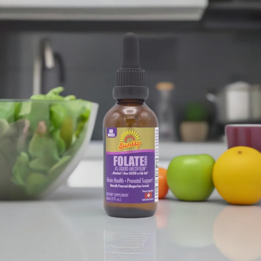SunUp Metilfolato Líquido | Origen Suizo | Fórmula Natural | Apoyo Prenatal y Salud Cerebral