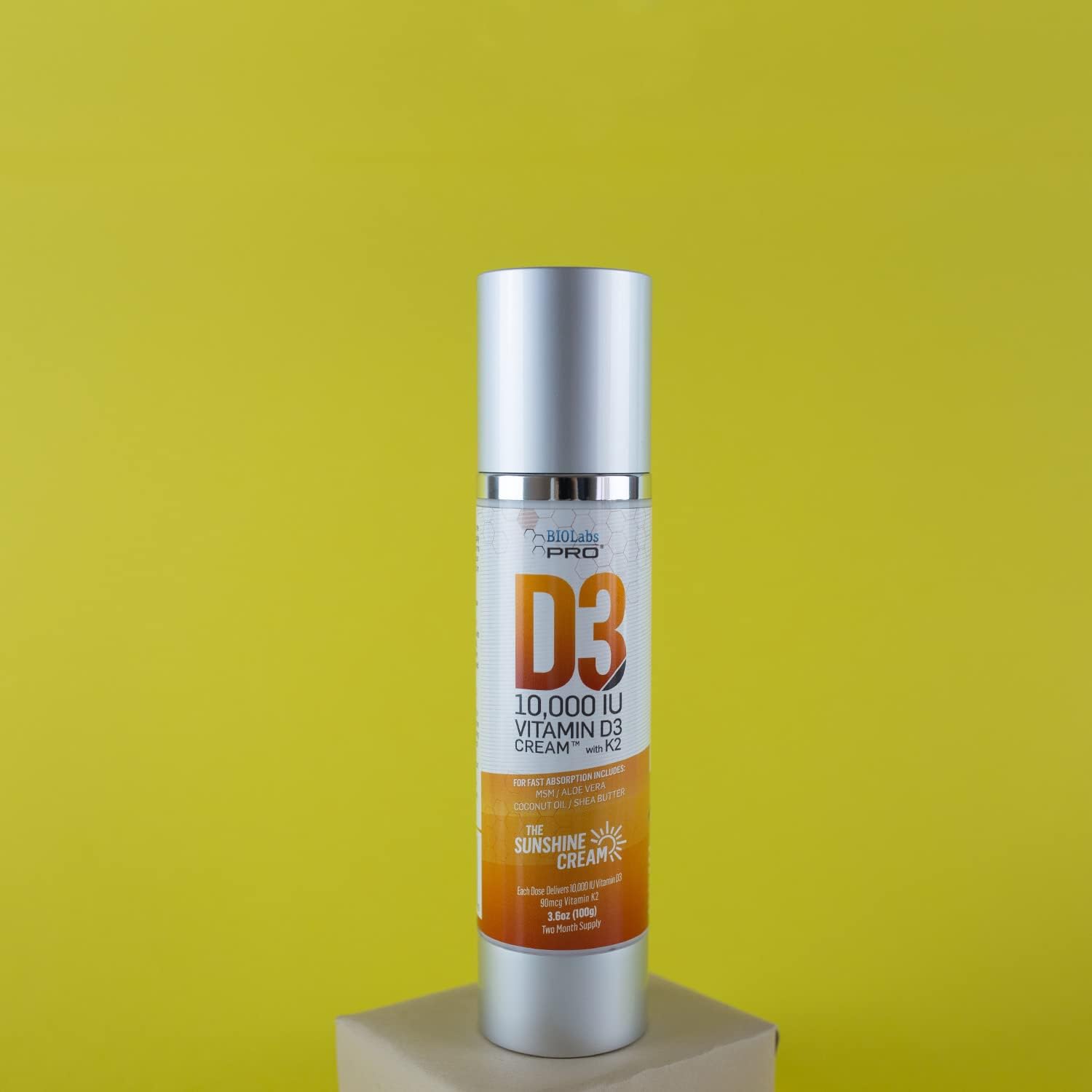 Crema de Vitamina D3 10000 UI con Vitamina K2 y Extracto de Hoja de Olivo - BioLabs PRO