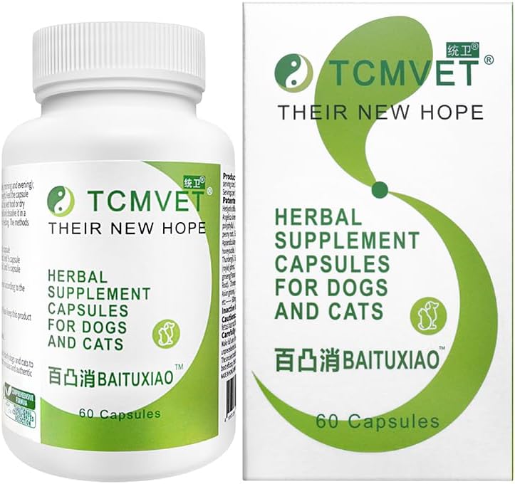 Baituxiao Suplemento Herbal para Perros y Gatos – Apoya la Salud Inmunitaria y el Bienestar General – 60 Cápsulas
