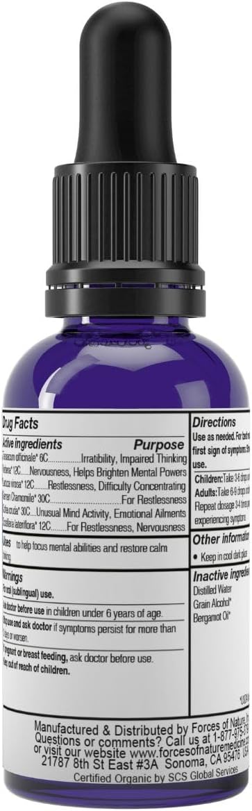 Forces of Nature Focus Supplement, Focus More Medicina Homeopática, Suplemento para la Memoria y Concentración, 30 ml