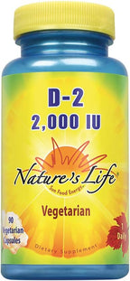 Nature's Life Vitamina D2 (Ergocalciferol) 2000 UI, 90 Cápsulas Vegetales