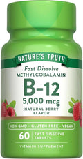 Nature's Truth Metilcobalamina B12 5000mcg Sublingual - Pack de 3 - 180 Comprimidos Sabor Berry