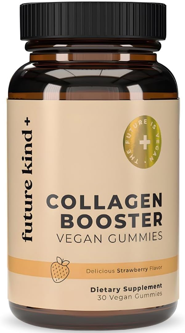 Future Kind Gominolas Veganas de Biotina para Cabello, Piel y Uñas – Colágeno Vegano con Vitaminas A, C y E – Sabor Fresa Natural – 30 Gominolas