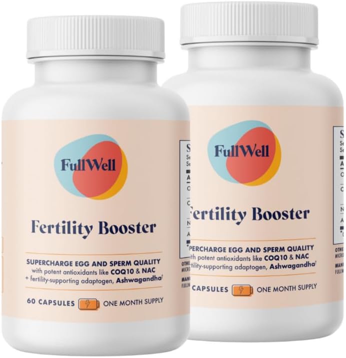 FullWell Fertility Booster - Apoyo a la Concepción para Hombres y Mujeres - Favorece la Calidad del Óvulo y el Esperma - Salud Reproductiva - CoQ10, Ashwagandha, NAC y ALA - 60 Cápsulas, Paquete de 2 (60 porciones)