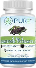 PURE 5 en 1 Fórmula Inmunitaria - 120 Cápsulas - Saúco Negro, Vitamina C, Vitamina D3, Zinc y Jengibre