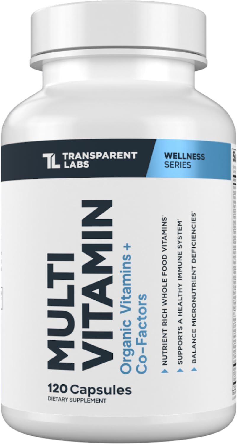 Transparent Labs Multivitamínico Diario para Mujeres – A Base de Alimentos Integrales, Vegano, Orgánico, con Vitaminas, Luteína, Biotina, Folato y Magnesio – 120 Cápsulas