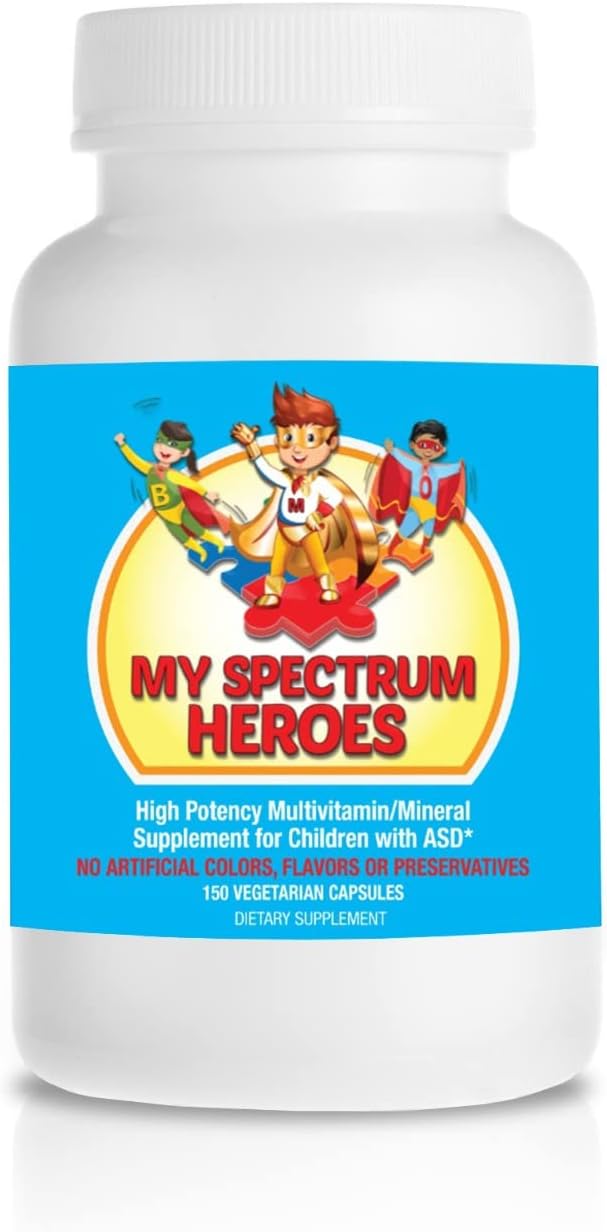 My Spectrum Heroes Multivitamínico Infantil - Acetil-L-carnitina, Colina, Coenzima Q10, Inositol, MSM, MTHF, NAC (150 Cápsulas)