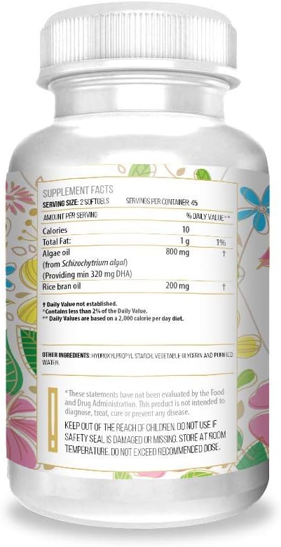 Actif Vegan Omega-3: Aceite de Algas de Alta Concentración, DHA y EPA Orgánicos, 90 Cápsulas